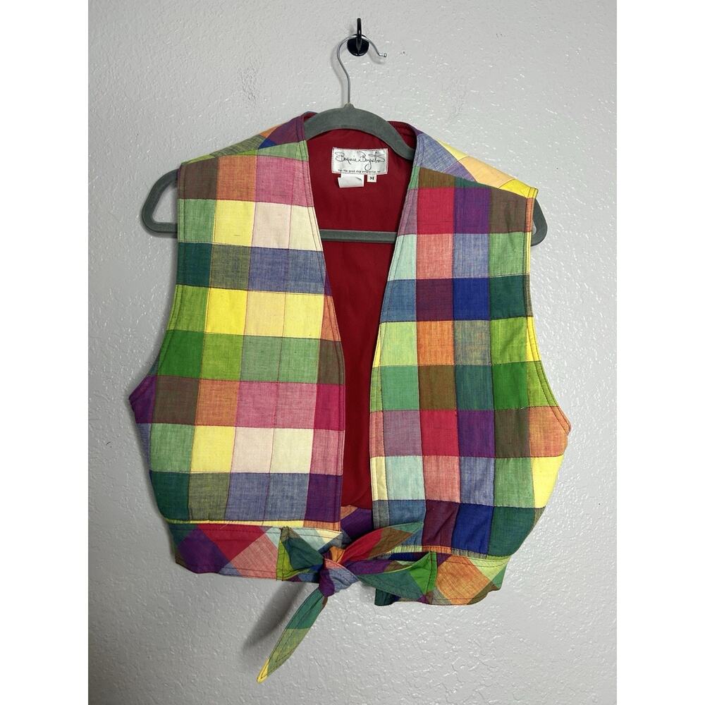Colorful Plaid Tie-Front Vest - Multicolor